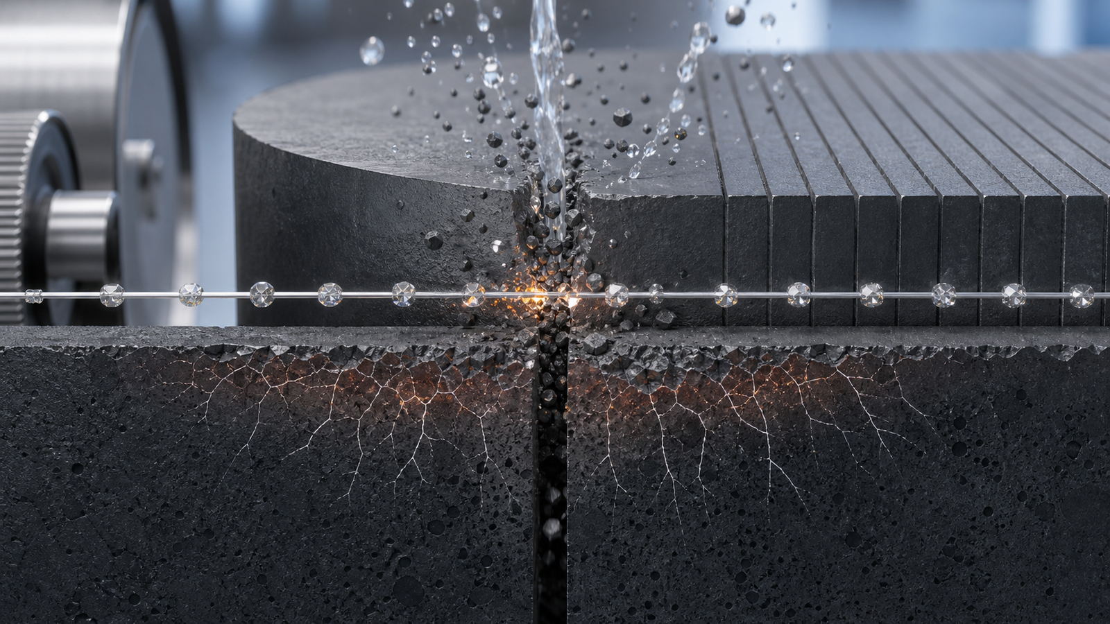 Why Precision Diamond Wire Saw Technology Matters in SiC Wafer Manufacturing 2 SiC wafer cutting defects including kerf loss edge chipping and subsurface microcracks