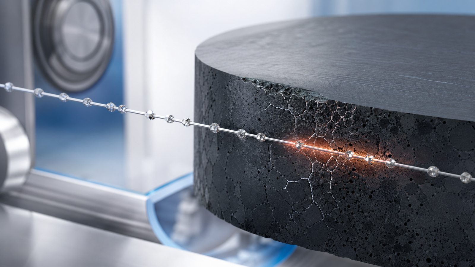 Aluminum Nitride Substrate Slicing 2 Diamond wire saw cutting a hard brittle SiC ingot with micro-crack and heat risk zones
