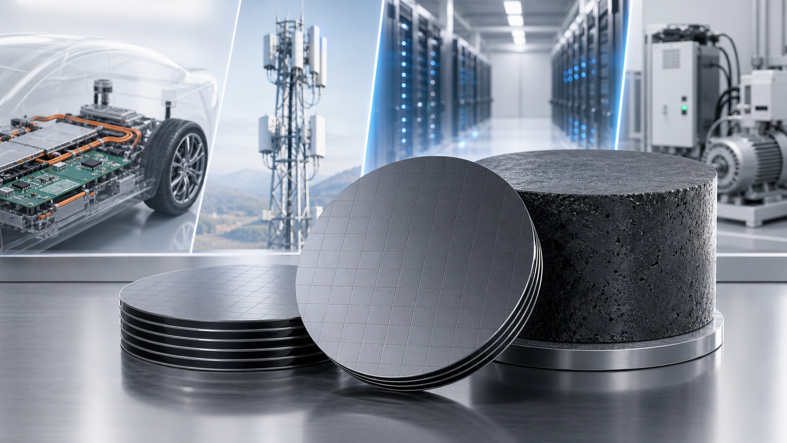 Aluminum Nitride Substrate Slicing 3 SiC wafers for electric vehicles, 5G infrastructure, AI data centers and power electronics