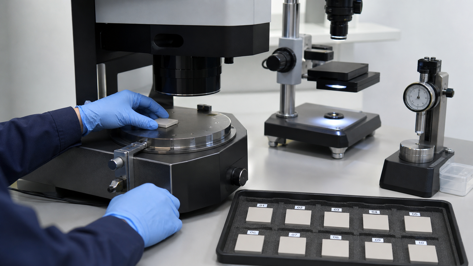 Metrology inspection of aluminum nitride coupons after diamond wire saw process qualification